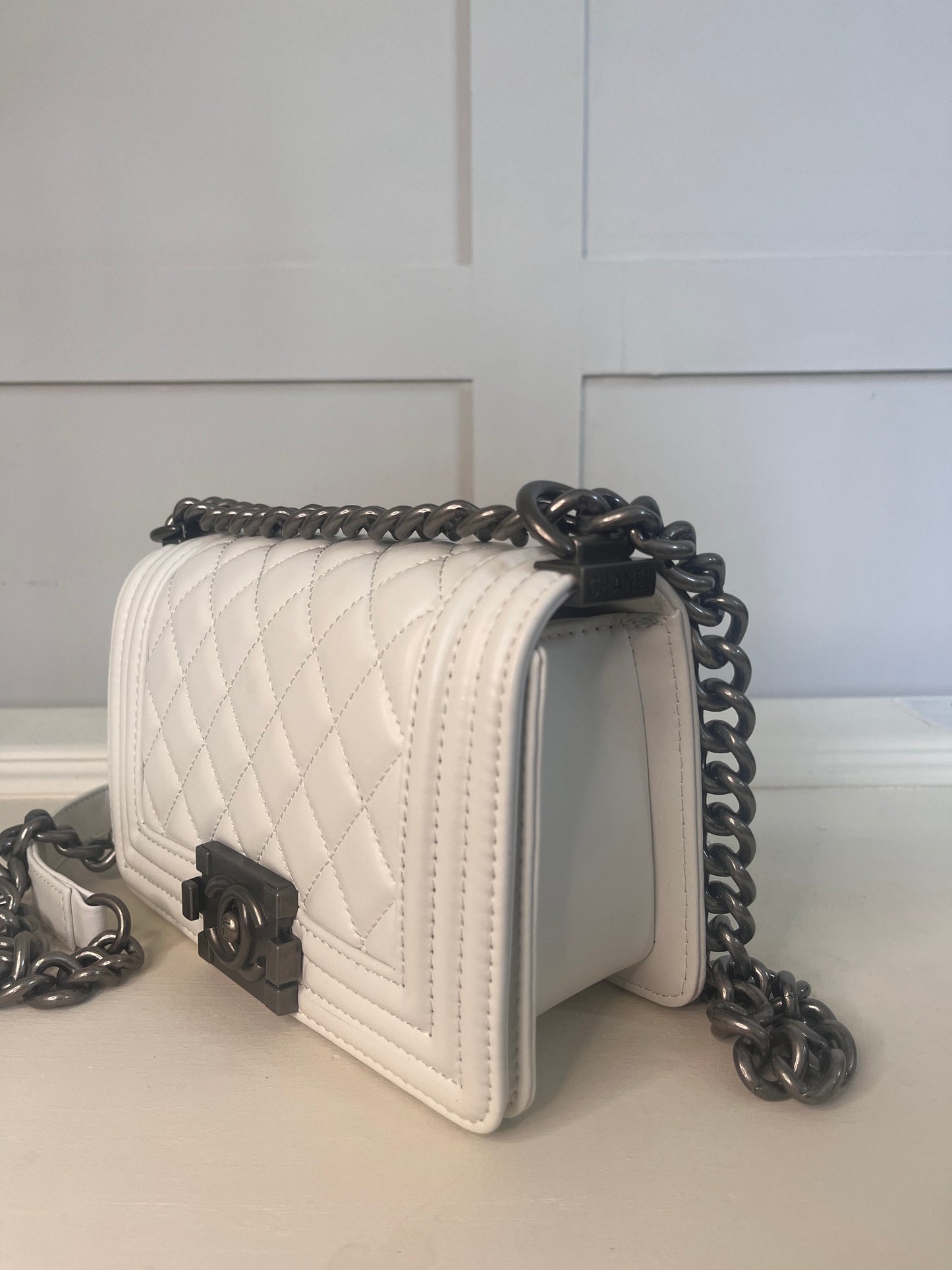 CC BOY BAG WITH SILVER HARDWARE